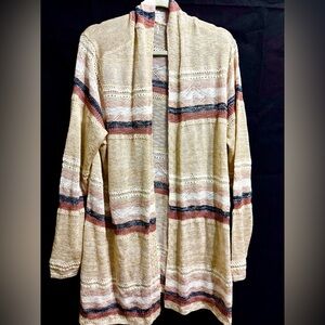 Striped Open-Front Cardigan Sweater